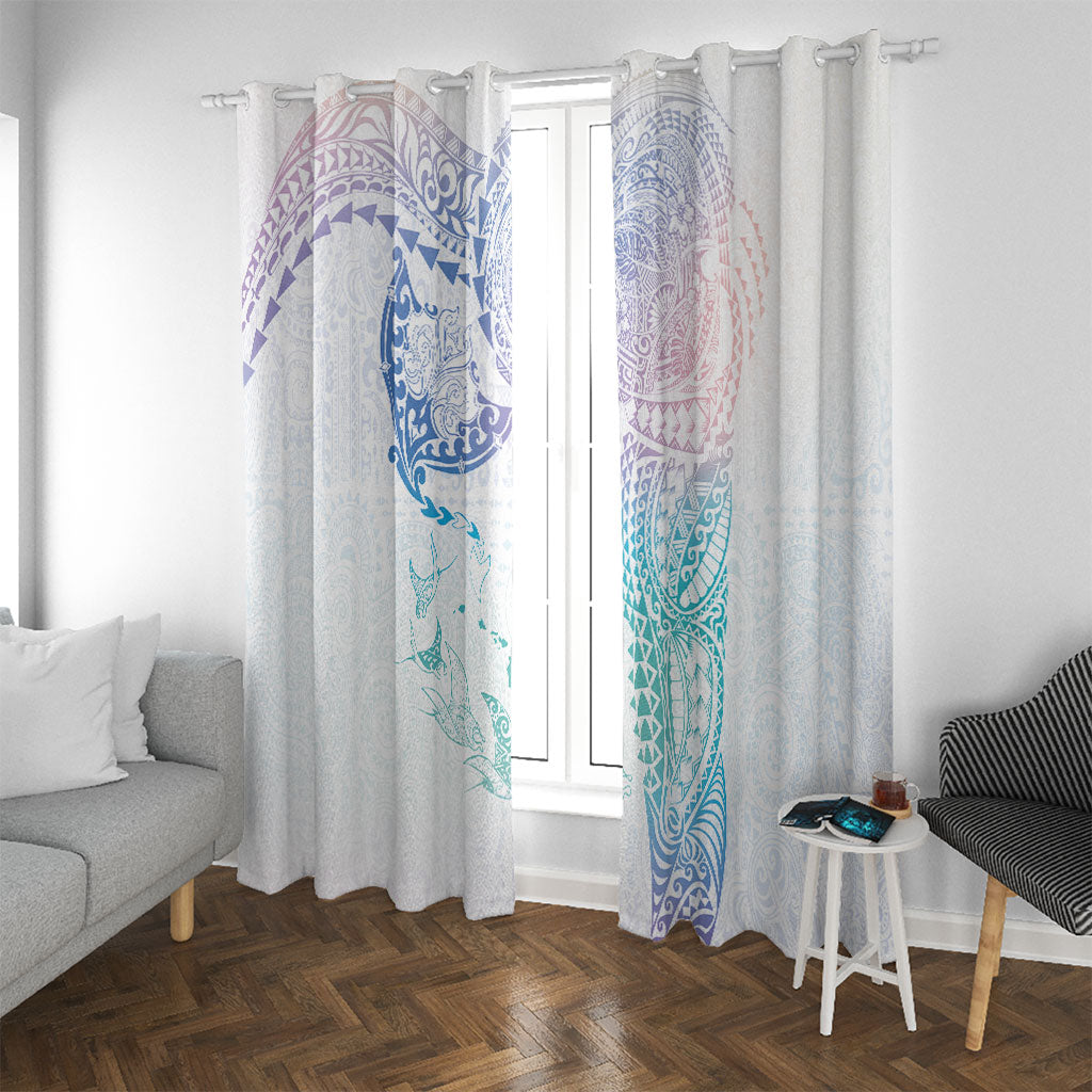 Hawaiian Manta Ray Tribal Window Curtain Polynesian Art Motifs Sweet Pastel