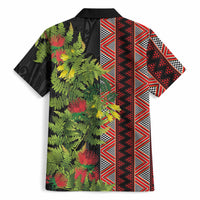 Maori Tukutuku Hawaiian Shirt with Ferns Pohutukawa and Kowhai Tribal Moko Patterns