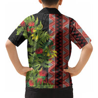 Maori Tukutuku Hawaiian Shirt with Ferns Pohutukawa and Kowhai Tribal Moko Patterns