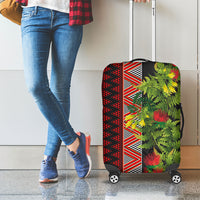 Maori Tukutuku Luggage Cover with Ferns Pohutukawa and Kowhai Tribal Moko Patterns