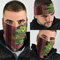 Maori Tukutuku Neck Gaiter with Ferns Pohutukawa and Kowhai Tribal Moko Patterns