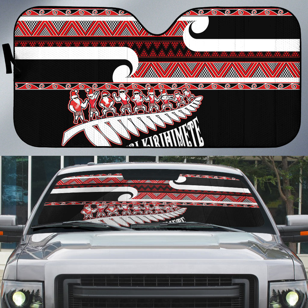 New Zealand Christmas Auto Sun Shade Funny Santa Claus Haka Dance with Tukutuku