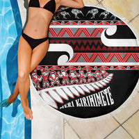 New Zealand Christmas Beach Blanket Funny Santa Claus Haka Dance with Tukutuku