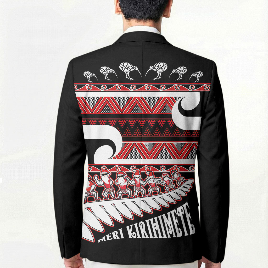 New Zealand Christmas Blazer Funny Santa Claus Haka Dance with Tukutuku