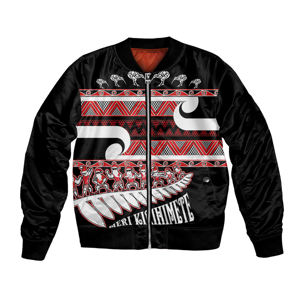 New Zealand Christmas Bomber Jacket Funny Santa Claus Haka Dance with Tukutuku