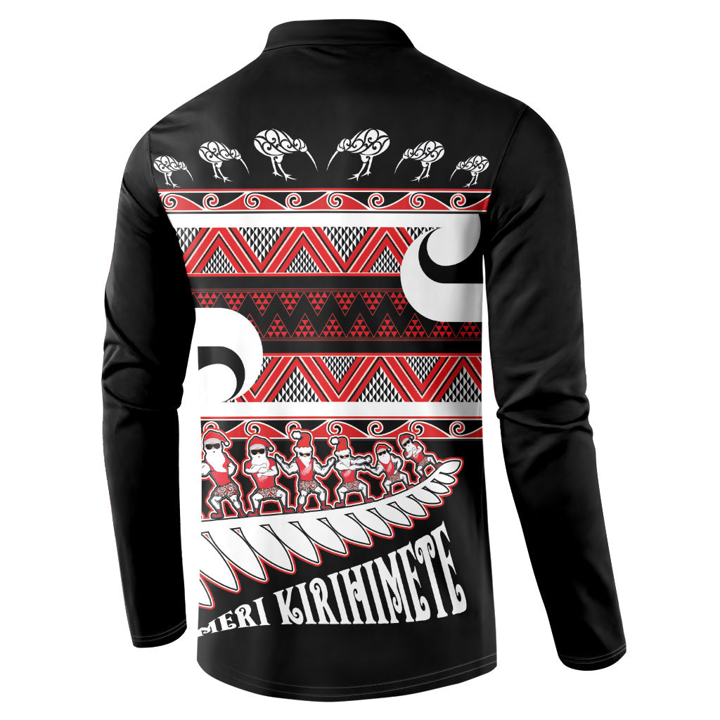 New Zealand Christmas Button Sweatshirt Funny Santa Claus Haka Dance with Tukutuku