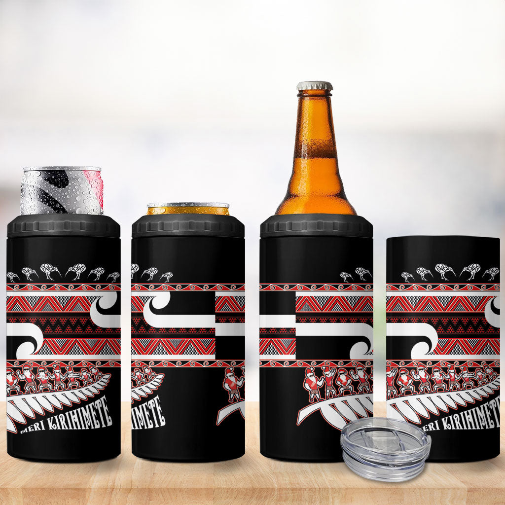 New Zealand Christmas 4 in 1 Can Cooler Tumbler Funny Santa Claus Haka Dance with Tukutuku