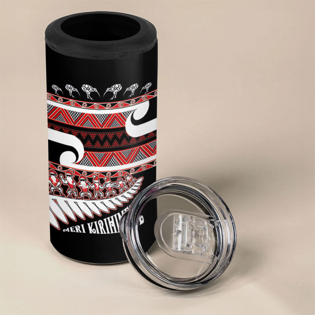 New Zealand Christmas 4 in 1 Can Cooler Tumbler Funny Santa Claus Haka Dance with Tukutuku