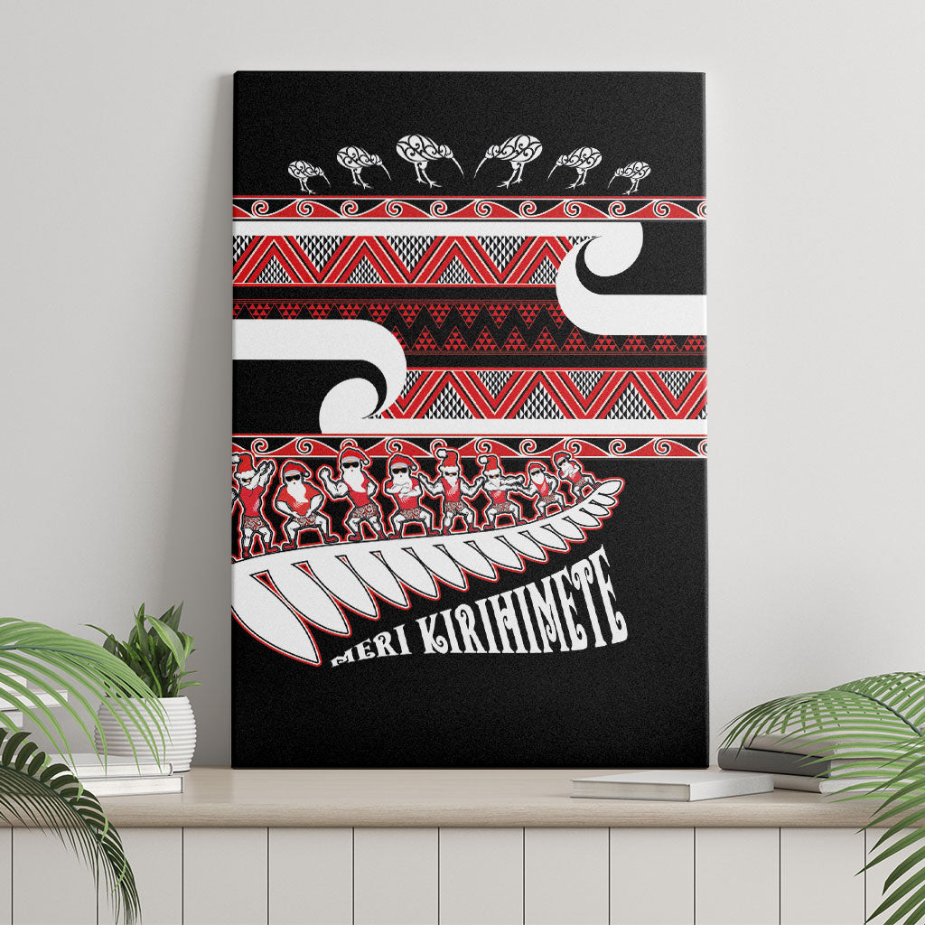 New Zealand Christmas Canvas Wall Art Funny Santa Claus Haka Dance with Tukutuku LT03 - Polynesian Pride