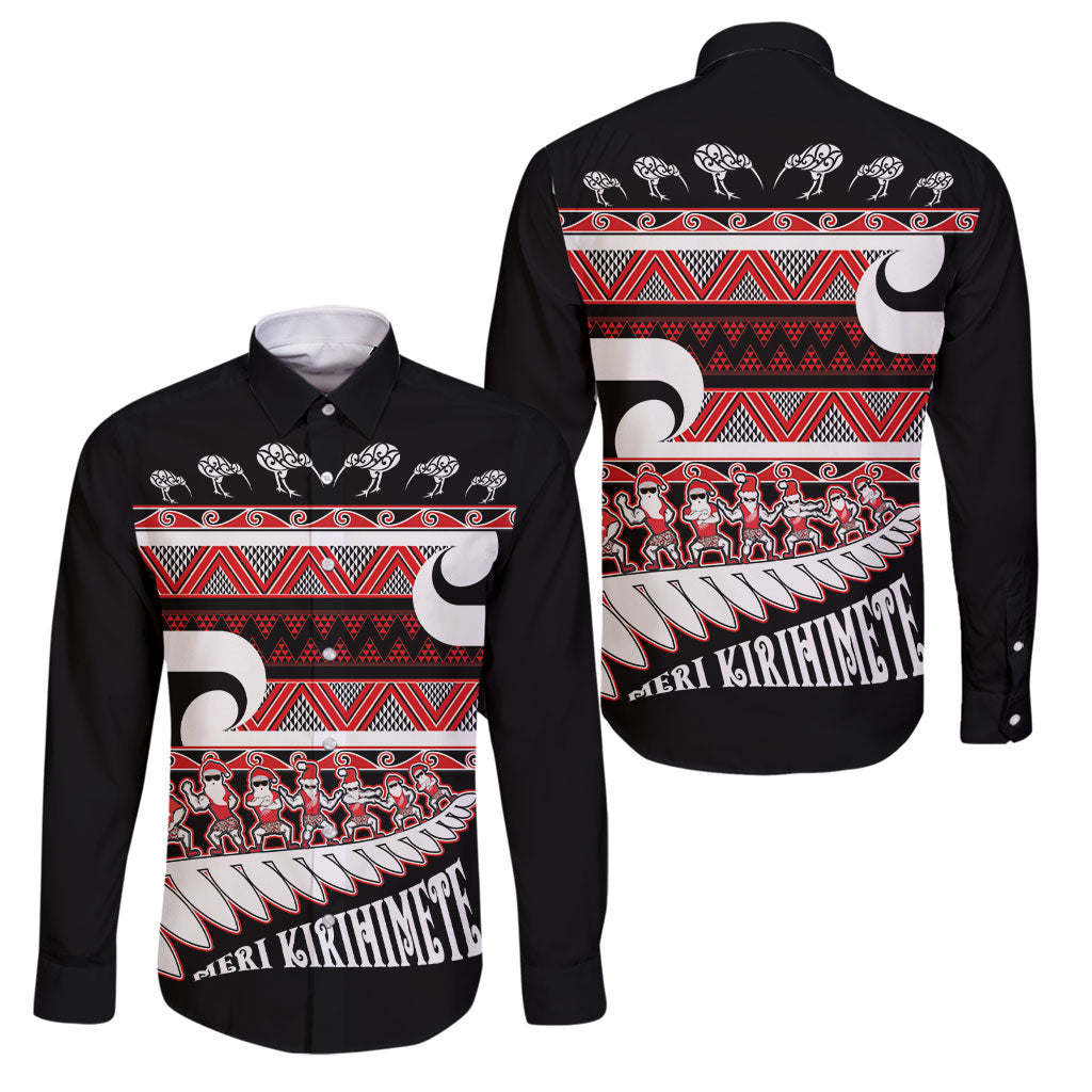 New Zealand Christmas Family Matching Off The Shoulder Long Sleeve Dress and Hawaiian Shirt Funny Santa Claus Haka Dance with Tukutuku