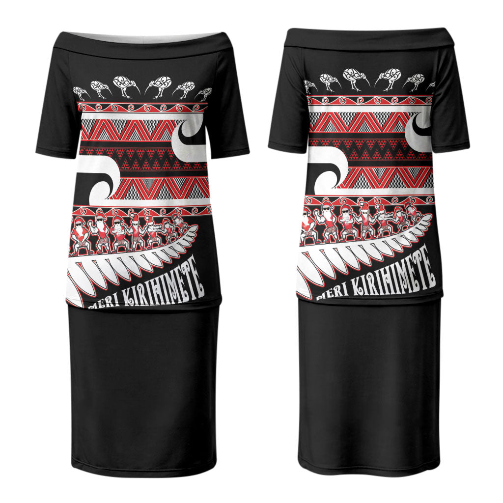 New Zealand Christmas Family Matching Puletasi and Hawaiian Shirt Funny Santa Claus Haka Dance with Tukutuku
