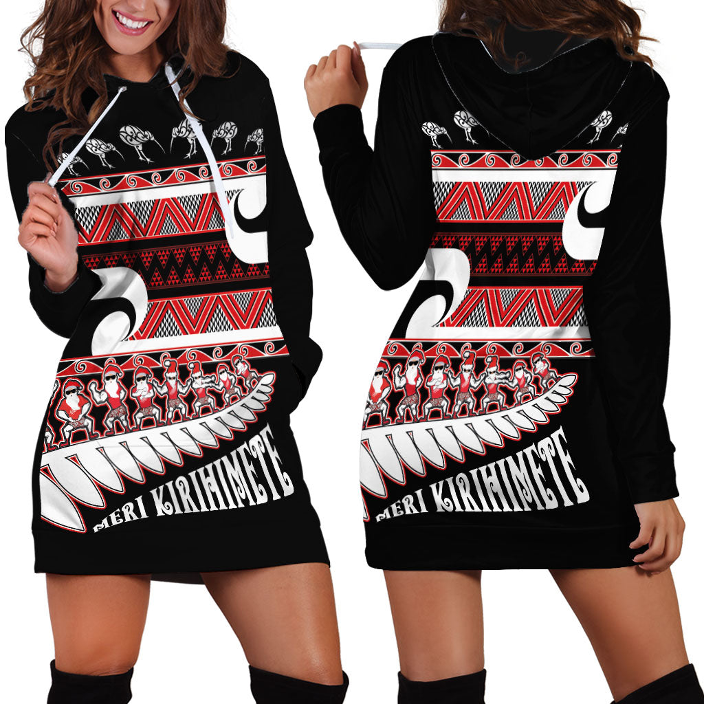 New Zealand Christmas Hoodie Dress Funny Santa Claus Haka Dance with Tukutuku LT03 - Polynesian Pride