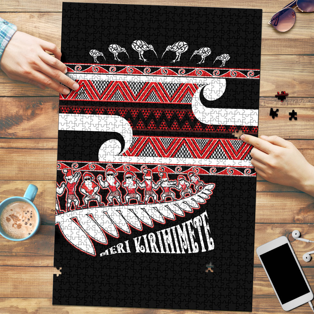 New Zealand Christmas Puzzle Funny Santa Claus Haka Dance with Tukutuku
