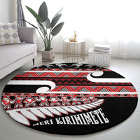 New Zealand Christmas Round Carpet Funny Santa Claus Haka Dance with Tukutuku LT03 - Polynesian Pride