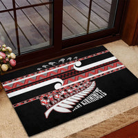 New Zealand Christmas Rubber Doormat Funny Santa Claus Haka Dance with Tukutuku LT03 - Polynesian Pride