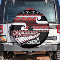 New Zealand Christmas Spare Tire Cover Funny Santa Claus Haka Dance with Tukutuku LT03 Multicolor - Polynesian Pride