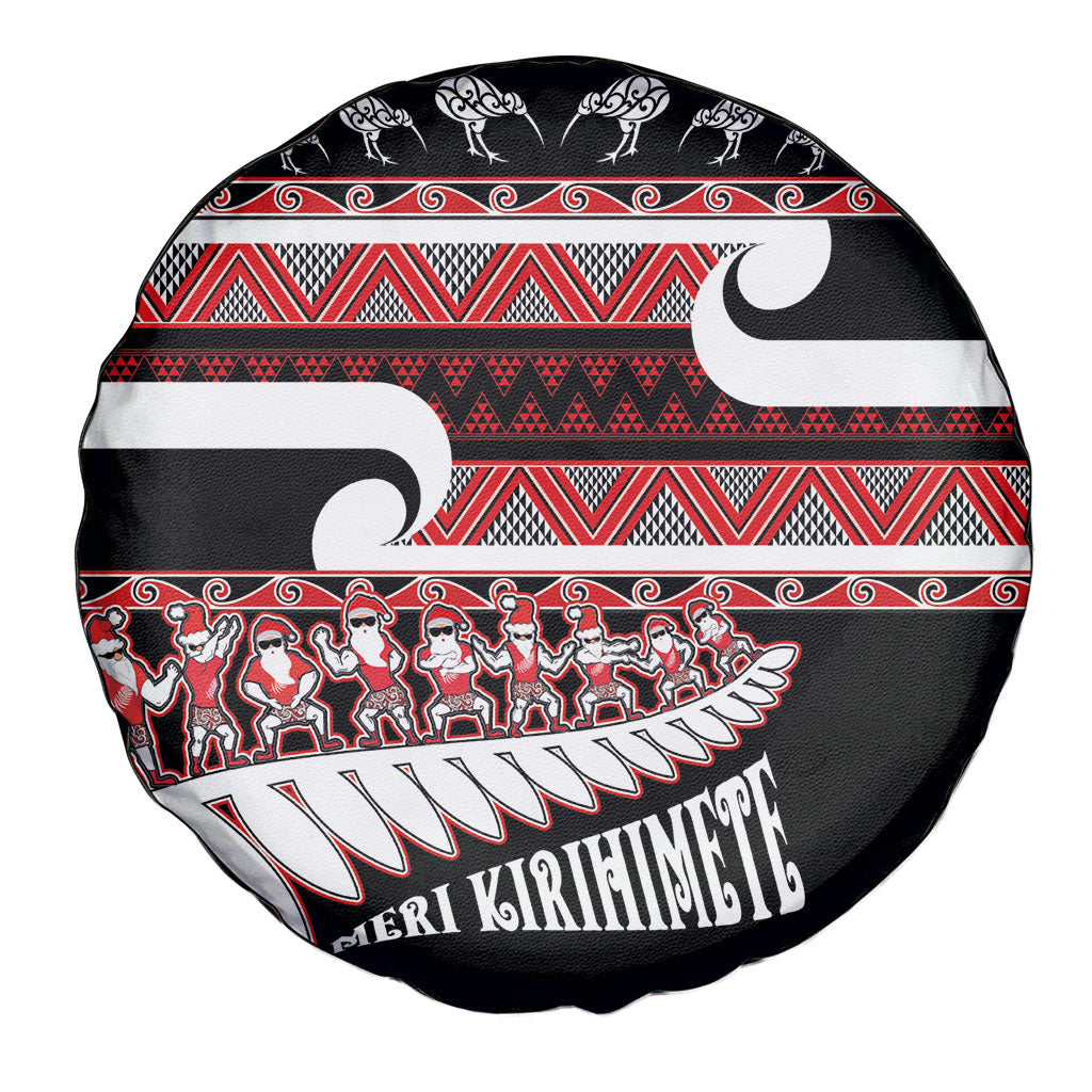 New Zealand Christmas Spare Tire Cover Funny Santa Claus Haka Dance with Tukutuku LT03 - Polynesian Pride