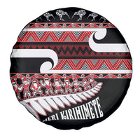 New Zealand Christmas Spare Tire Cover Funny Santa Claus Haka Dance with Tukutuku LT03 - Polynesian Pride