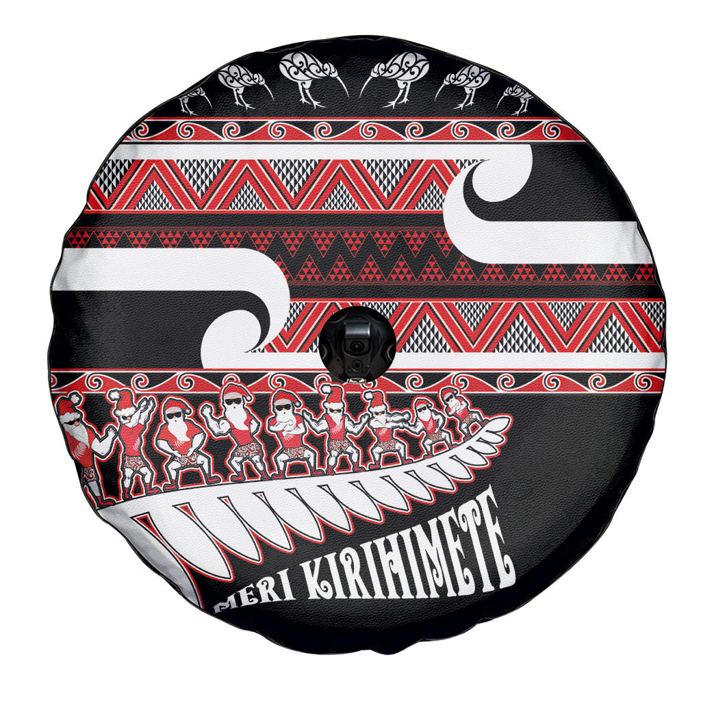 New Zealand Christmas Spare Tire Cover Funny Santa Claus Haka Dance with Tukutuku LT03 - Polynesian Pride