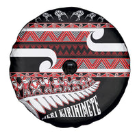 New Zealand Christmas Spare Tire Cover Funny Santa Claus Haka Dance with Tukutuku LT03 - Polynesian Pride