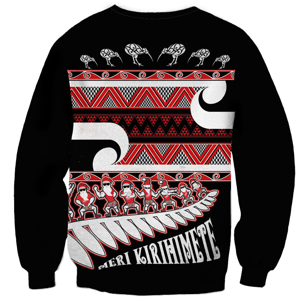 New Zealand Christmas Sweatshirt Funny Santa Claus Haka Dance with Tukutuku