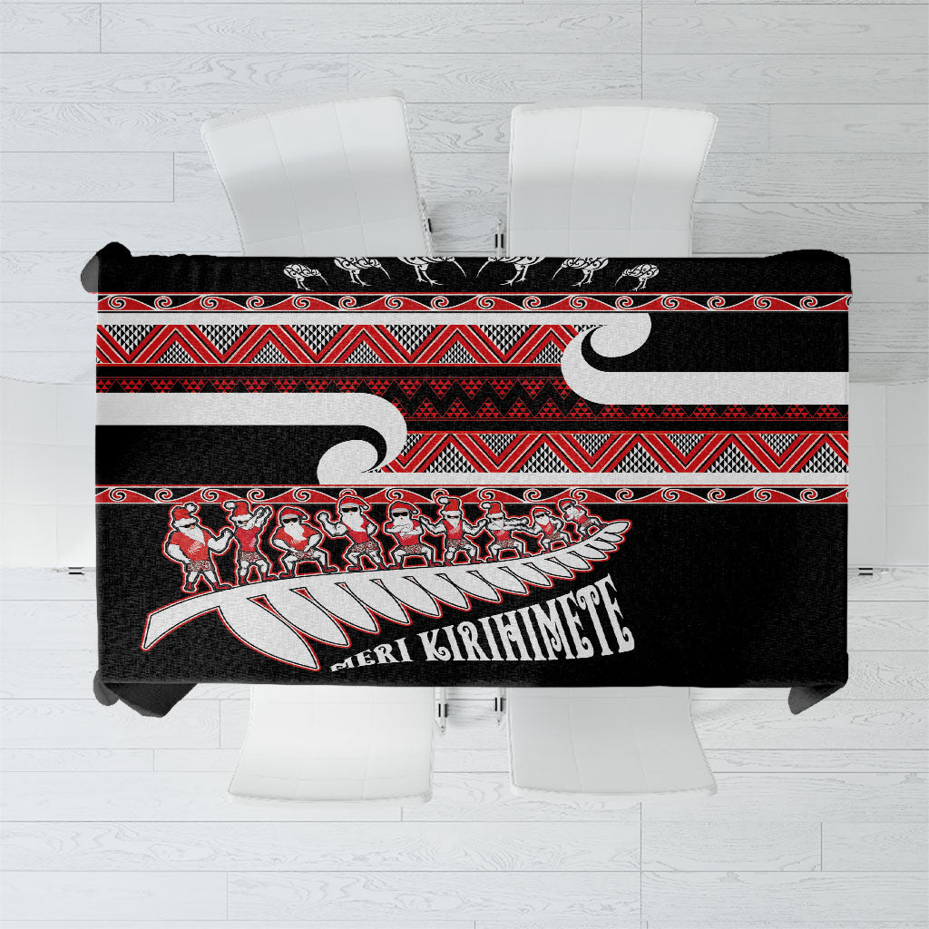 New Zealand Christmas Tablecloth Funny Santa Claus Haka Dance with Tukutuku LT03 Multicolor - Polynesian Pride