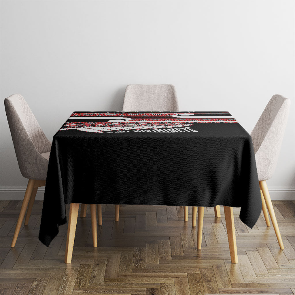 New Zealand Christmas Tablecloth Funny Santa Claus Haka Dance with Tukutuku LT03 - Polynesian Pride
