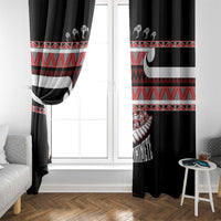 New Zealand Christmas Window Curtain Funny Santa Claus Haka Dance with Tukutuku LT03 - Polynesian Pride