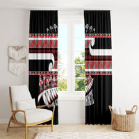 New Zealand Christmas Window Curtain Funny Santa Claus Haka Dance with Tukutuku LT03 - Polynesian Pride