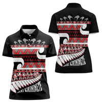 New Zealand Christmas Women Polo Shirt Funny Santa Claus Haka Dance with Tukutuku