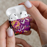 Hawaiian and Japanese Culture Together AirPods Case Kakau Tribal Pattern and Irezumi Art Purple Color