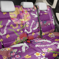 Hawaiian and Japanese Culture Together Back Car Seat Cover Kakau Tribal Pattern and Irezumi Art Purple Color LT03 - Polynesian Pride