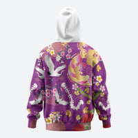 Hawaiian and Japanese Culture Together Hoodie Kakau Tribal Pattern and Irezumi Art Purple Color