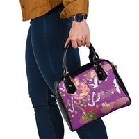 Hawaiian and Japanese Culture Together Shoulder Handbag Kakau Tribal Pattern and Irezumi Art Purple Color LT03 - Polynesian Pride