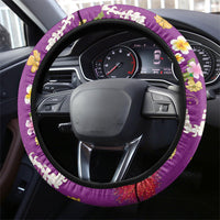 Hawaiian and Japanese Culture Together Steering Wheel Cover Kakau Tribal Pattern and Irezumi Art Purple Color LT03 - Polynesian Pride