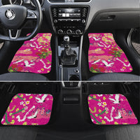 Hawaiian and Japanese Culture Together Car Mats Kakau Tribal Pattern and Irezumi Art Pink Color