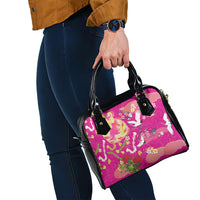 Hawaiian and Japanese Culture Together Shoulder Handbag Kakau Tribal Pattern and Irezumi Art Pink Color LT03 - Polynesian Pride