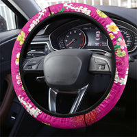 Hawaiian and Japanese Culture Together Steering Wheel Cover Kakau Tribal Pattern and Irezumi Art Pink Color LT03 - Polynesian Pride