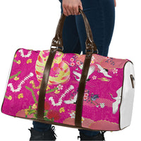Hawaiian and Japanese Culture Together Travel Bag Kakau Tribal Pattern and Irezumi Art Pink Color