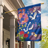 Hawaiian and Japanese Culture Together Garden Flag Kakau Tribal Pattern and Irezumi Art Blue Color LT03 House Flag Blue - Polynesian Pride