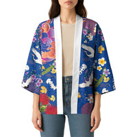 Hawaiian and Japanese Culture Together Kimono Kakau Tribal Pattern and Irezumi Art Blue Color