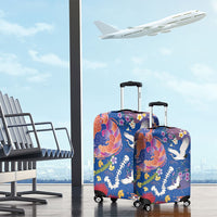 Hawaiian and Japanese Culture Together Luggage Cover Kakau Tribal Pattern and Irezumi Art Blue Color LT03 - Polynesian Pride