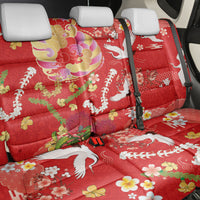 Hawaiian and Japanese Culture Together Back Car Seat Cover Kakau Tribal Pattern and Irezumi Art Red Color LT03 - Polynesian Pride