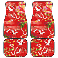 Hawaiian and Japanese Culture Together Car Mats Kakau Tribal Pattern and Irezumi Art Red Color