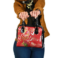 Hawaiian and Japanese Culture Together Shoulder Handbag Kakau Tribal Pattern and Irezumi Art Red Color LT03 One Size Red - Polynesian Pride