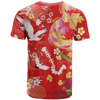 Hawaiian and Japanese Culture Together T Shirt Kakau Tribal Pattern and Irezumi Art Red Color