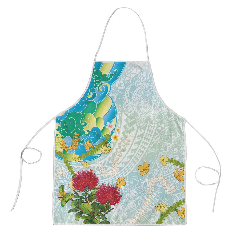 Japanese and Hawaiian Culture Fusion Apron Irezumi with Turtles and Lei Kakau Pattern Fresh Vibe LT03 Multicolor - Polynesian Pride