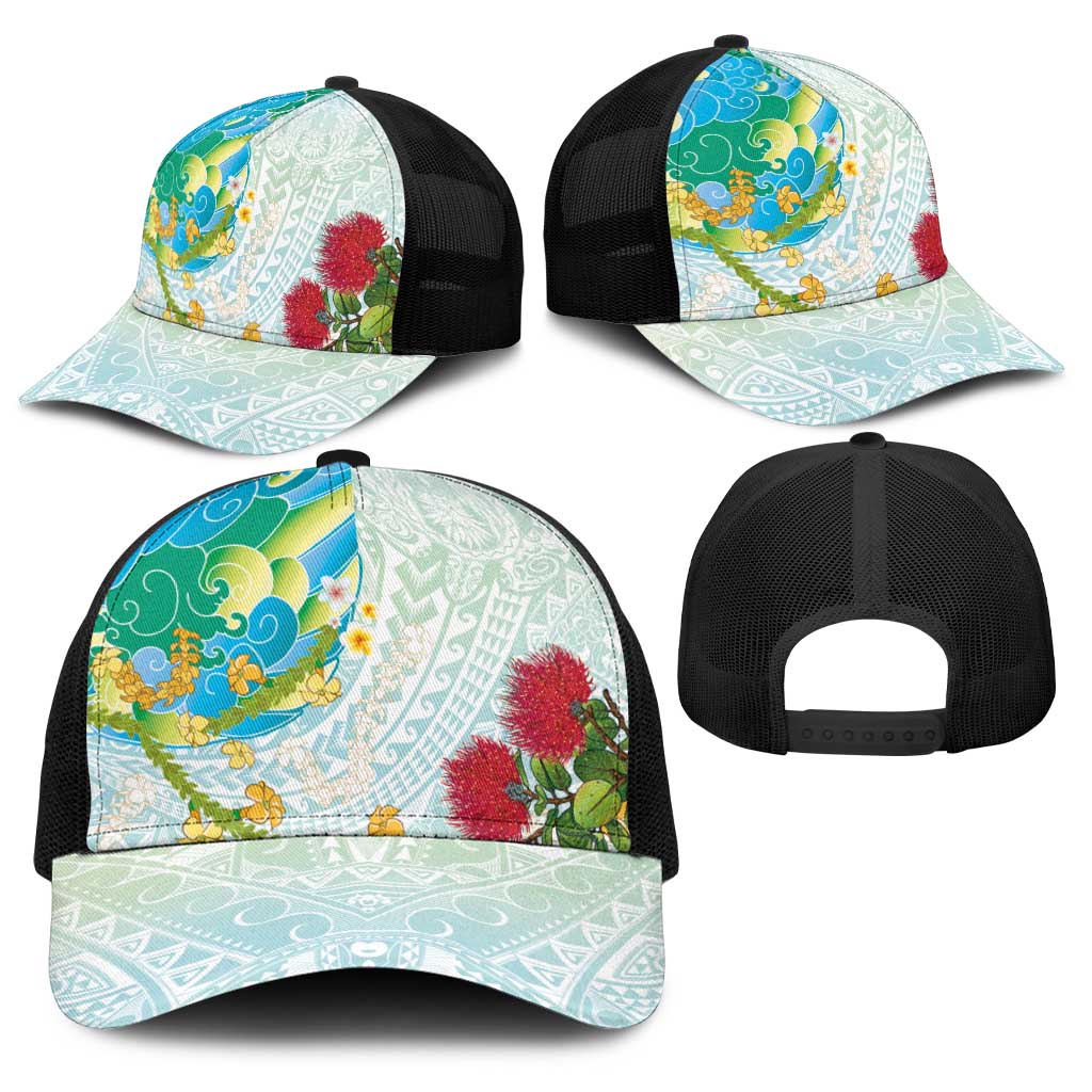 Japanese and Hawaiian Culture Fusion Baseball Net Cap Irezumi with Turtles and Lei Kakau Pattern Fresh Vibe LT03 - Polynesian Pride