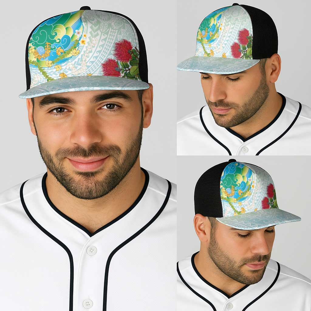 Japanese and Hawaiian Culture Fusion Baseball Net Cap Irezumi with Turtles and Lei Kakau Pattern Fresh Vibe LT03 - Polynesian Pride