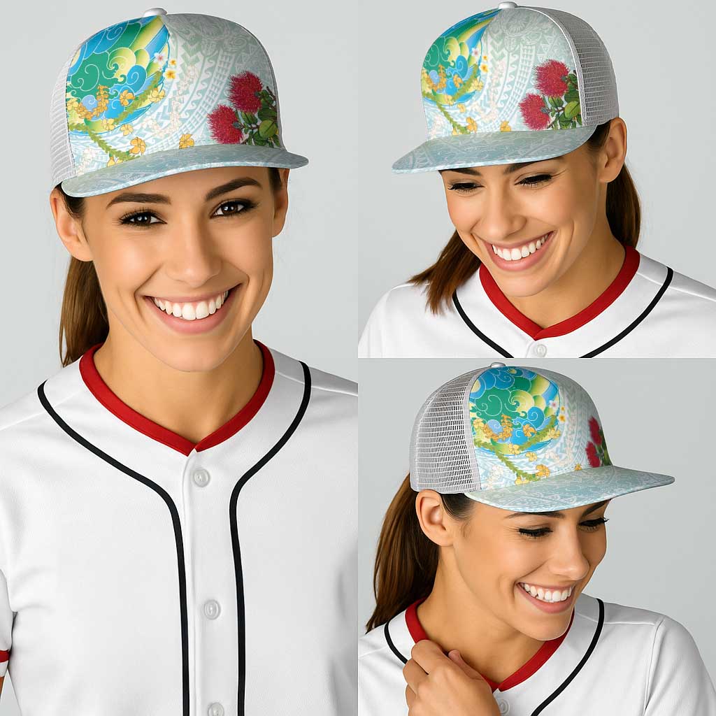 Japanese and Hawaiian Culture Fusion Baseball Net Cap Irezumi with Turtles and Lei Kakau Pattern Fresh Vibe LT03 - Polynesian Pride